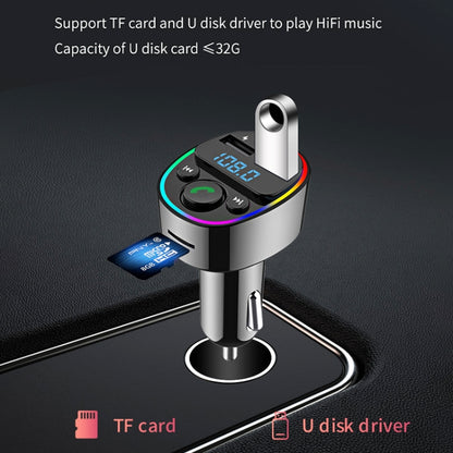 Car Bluetooth MP3 Player Audio FM Transmitter with Ambient Light, MP3 Player