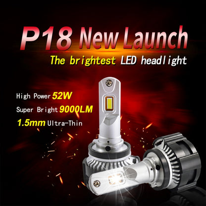 2 PCS P18 H7 DC11-30V 52W 6500K 6500LM Car LED Headlight Lamps, H7