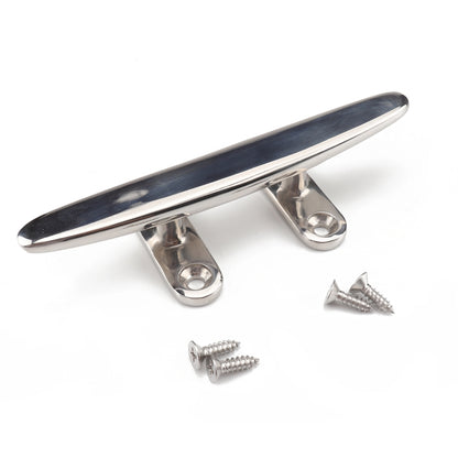 Marine Stainless Steel Flat Top 4 inch Base Boat Cleats Dock with Screws, A2347