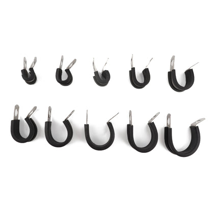 10 PCS Car Rubber Cushion Pipe Clamps Stainless Steel Clamps, Size: 5/16 inch (8mm), Size: 5/16 inch (8mm)