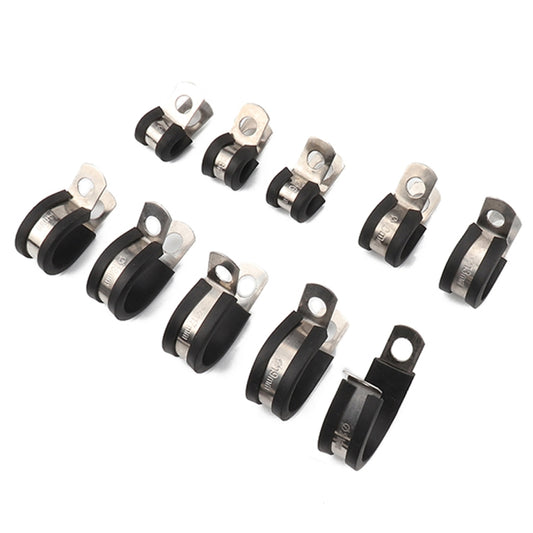 10 PCS Car Rubber Cushion Pipe Clamps Stainless Steel Clamps, Size: 1/2 inch (13mm), Size: 1/2 inch (13mm)