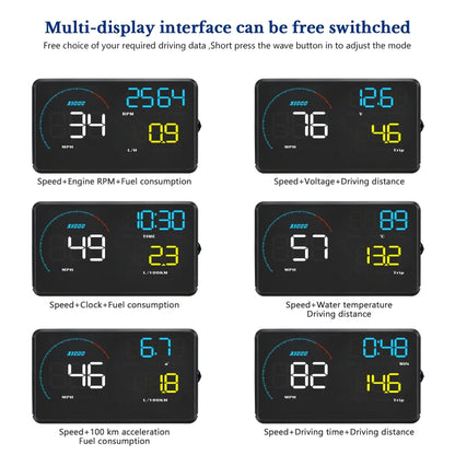 A9 5.5 inch Universal Car OBD2 HUD Vehicle-mounted Head Up Display, A9(Blue)