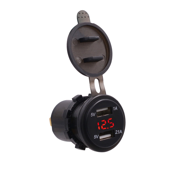 Universal Car Dual Port USB Charger Power Outlet Adapter 3.1A 5V IP66 with LED Digital Voltmeter + 60cm Cable, 3.1A Voltmeter + 60cm Cable(Red Light), 3.1A Voltmeter + 60cm Cable(Blue Light), 3.1A Voltmeter + 60cm Cable(Green Light)