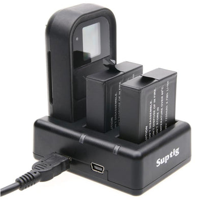 Dual Batteries Charger + Remote Control Charger with USB Cable for GoPro HERO7 Black /6 /5 (AHDBT-501), Batteries not included, Battery+Remote Control Charger