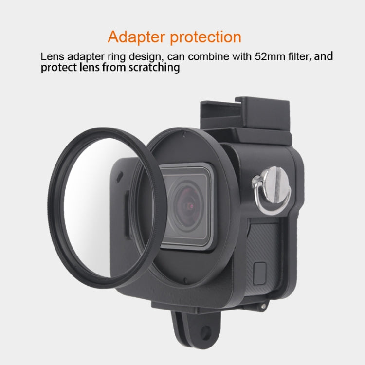 Housing Shell CNC Aluminum Alloy Protective Cage with Insurance Frame & 52mm UV Lens for GoPro HERO7 Black /6 /5, 52mm UV Black, 52mm UV Blue, 52mm UV Red