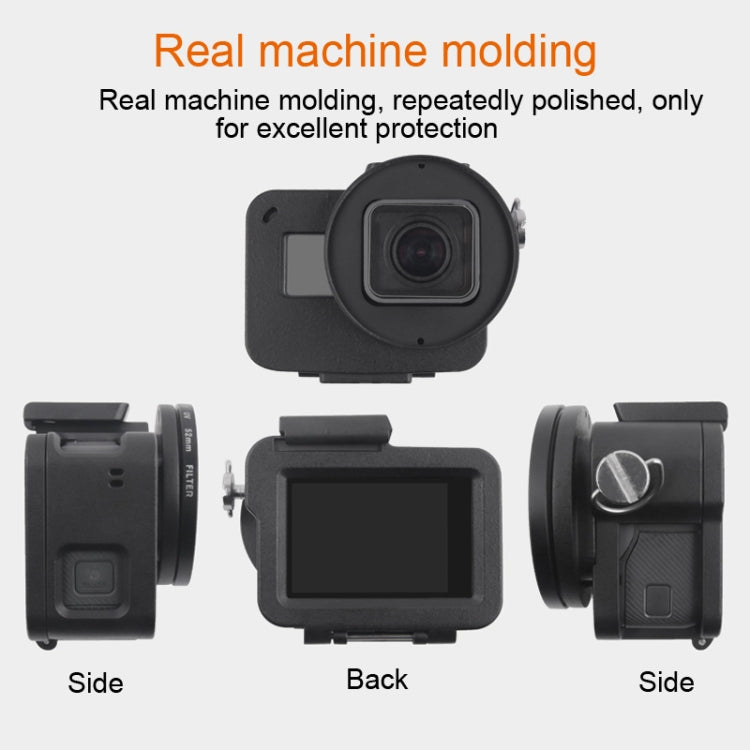 Housing Shell CNC Aluminum Alloy Protective Cage with Insurance Frame & 52mm UV Lens for GoPro HERO7 Black /6 /5, 52mm UV Black, 52mm UV Blue, 52mm UV Red