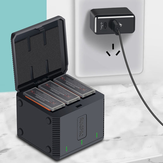 Caja de carga triple para baterías RUIGPRO USB con indicador LED para DJI OSMO Action 1, caja de carga