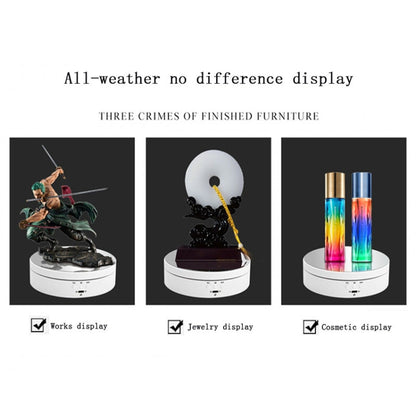 13.8cm Mirror Style USB Charging Smart 360 Degree Rotating Turntable Display Stand Video Shooting Props Turntable for Photography, Load 3kg, 13.8cm Mirror/Powered by USB(W)