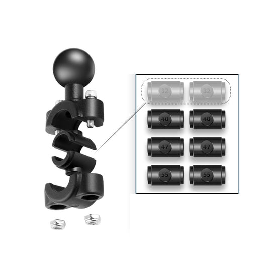 25mm Ball Head Motorcycle Rearview Mirror Fixed Mount Holder with 4 Styles Gaskets for GoPro, Insta360, DJI and Other Action Cameras, 25mm Ball Head with 4 Styles Gaskets