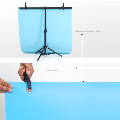 70x200cm T-Shape Photo Studio Background Support Stand Backdrop Crossbar Bracket Kit with 70x140cm Black / White PVC Backdrops, 70x200cm with Backdrops