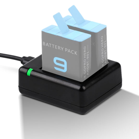 Chargeur double batterie USB avec câble et voyant lumineux pour GoPro HERO9 Black / HERO10 Black / HERO11 Black / HERO12 Black, Pour GoPro HERO9 Black