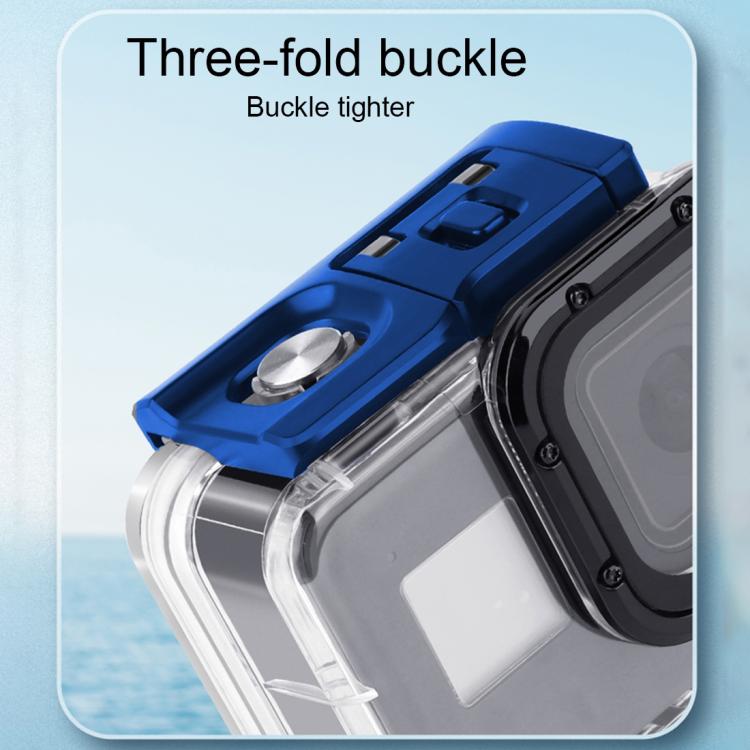 For GoPro HERO8 Black 45m Waterproof Housing Protective Case with Buckle Basic Mount & Screw & Floating Bobber Grip & Strap & Anti-Fog Inserts, Black HERO8 Case