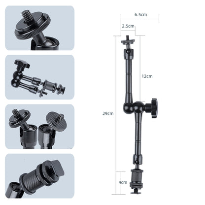 11 inch Adjustable Friction Articulating Magic Arm + Large Claws Clips with Phone Clamp, 11 inch Magic Arm + Claws Clips with Phone Clamp