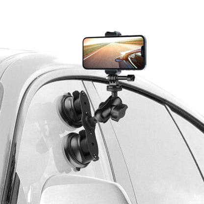 Single Suction Cup Mount Holder with Tripod Adapter & Steel Tether & Safety Buckle, Single Suction Cup