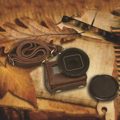 For GoPro HERO4 Litchi Texture Genuine Leather Protective Case with Sling, Litchi Texture (Brown), Litchi Texture (Black)