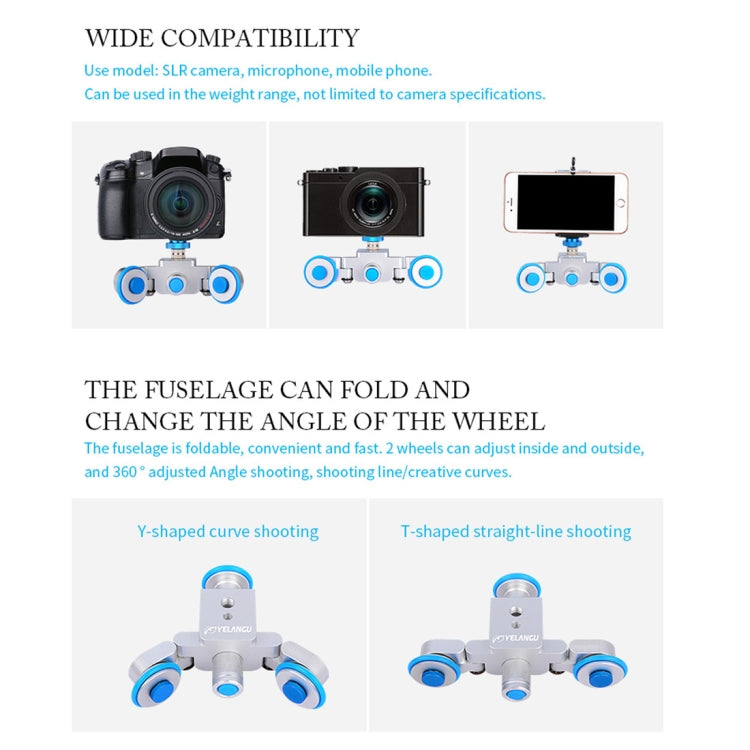 YELANGU L3 Camera Wheels Autodolly Electric Track Slider Car, Load: 6kg, Autodolly L3