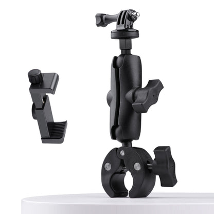 Extended Version 360 Rotation Adjustable Action Camera Bike Motorcycle Handlebar Holder with Phone Clamp, Extended Version with Phone Clamp