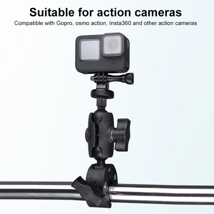 Extended Version 360 Rotation Adjustable Action Camera Bike Motorcycle Handlebar Holder with Phone Clamp, Extended Version with Phone Clamp