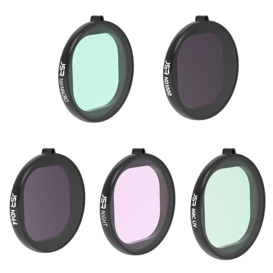 JSR Round Housing 5 in 1 UV+NIGHT+ND1000+ND64+16X Macro Lens Filter for GoPro HERO8 Black, 5 in 1 Lens