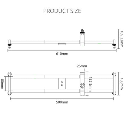 YELANGU YLG0119A 60cm Splicing Slide Rail Track + Trolley Rail Buckle for SLR Cameras / Video Cameras, 60cm Rail Track + Rail Buckle