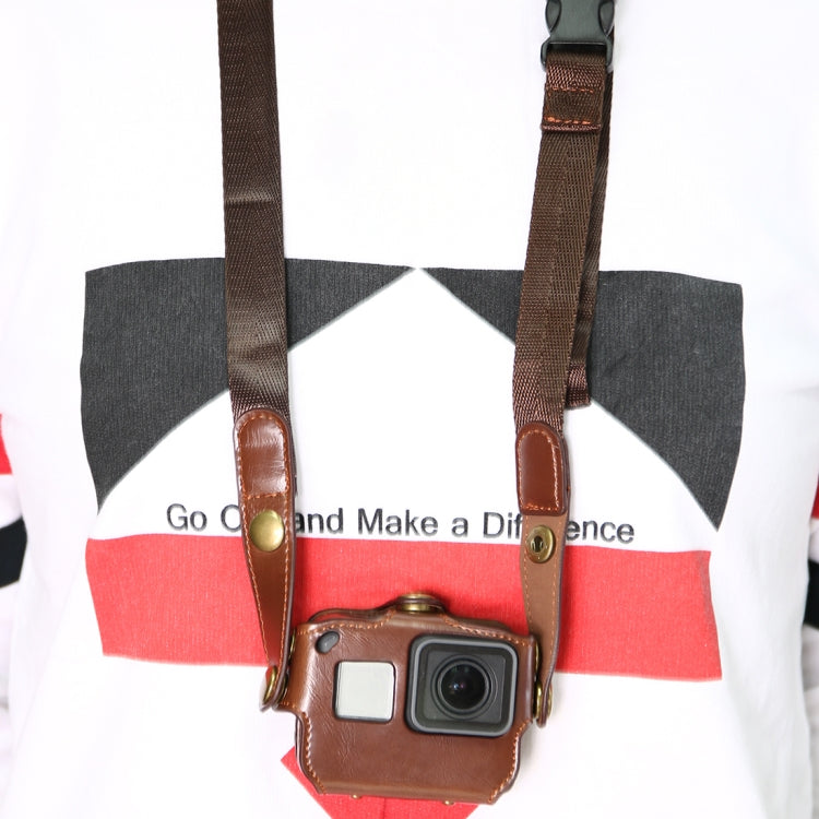 For GoPro HERO7 Black /6 /5  PU Leather Housing Case with Neck Strap & Buttons, PU Leather (Brown), PU Leather (Coffee), PU Leather (Black)