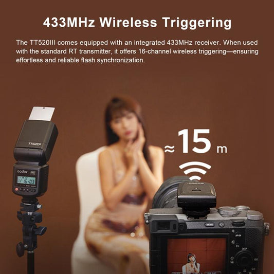 Godox TT520III Flash cobra sans fil 433 MHz pour appareil photo