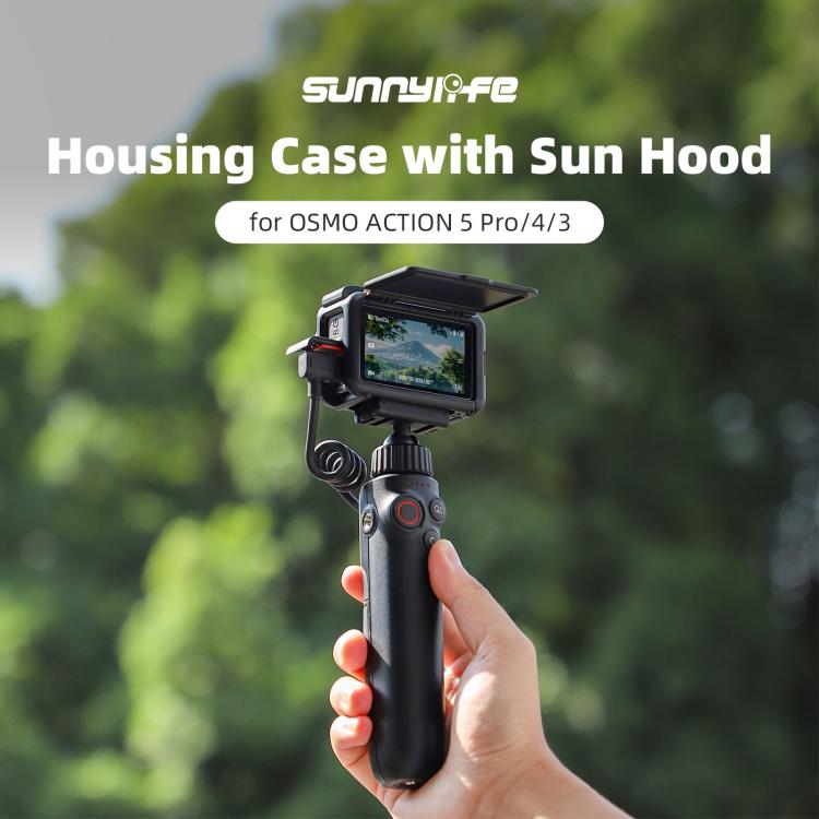For DJI Osmo Action 5 Pro / 4 / 3 Sunnylife Protective Case Frame Mount Adapter Sun Hood Housing Case, For DJI Osmo Action 5 Pro / 4 / 3