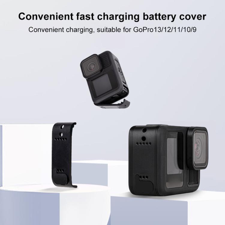 PULUZ ABS Plastic Battery Side Interface Cover with Silicone Plug for GoPro HERO13 Black /12 Black /11 Black /10 Black /9 Black