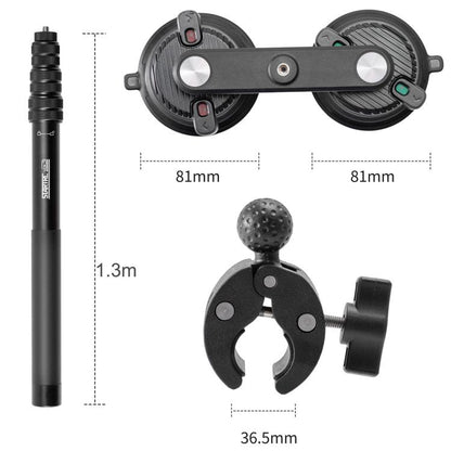 STARTRC Dual-leg Suction Cup and Three-leg Car Suction Cup Mount with Selfie Stick Set