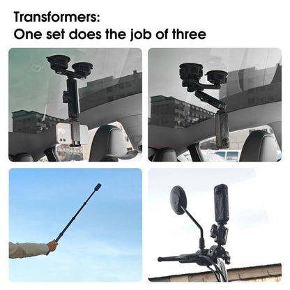 STARTRC Dual-leg Suction Cup and Three-leg Car Suction Cup Mount with Selfie Stick Set