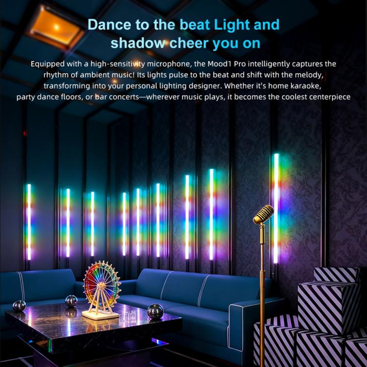 LUXCeO Mood1 Pro 90cm RVB Lumière d'appoint LED portative à rythme coloré pour photos et vidéos, sans trépied, 90cm
