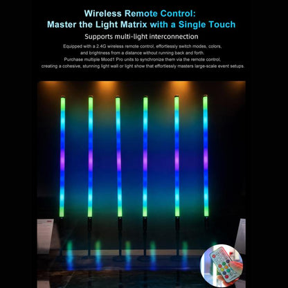 LUXCeO Mood1 Pro 90cm RVB Lumière d'appoint LED portative à rythme coloré pour photos et vidéos, sans trépied, 90cm