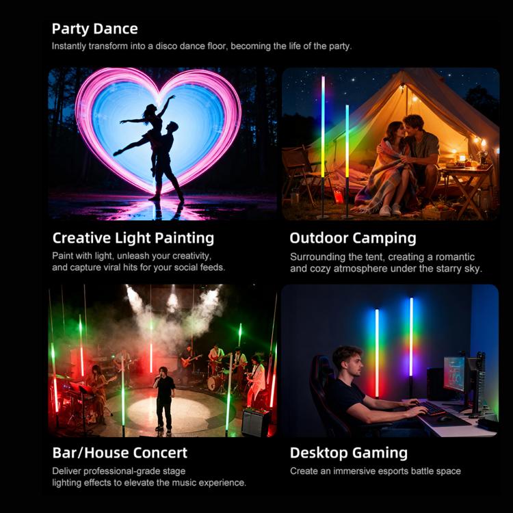 LUXCeO Mood1 Pro 90cm RVB Lumière d'appoint LED portative à rythme coloré pour photos et vidéos, sans trépied, 90cm