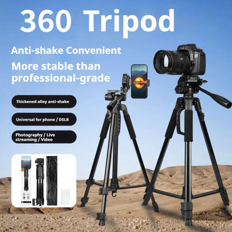 360 Universal Selfie Live Tripod Mount with Head & Phone Clamp, Selfie Live Tripod