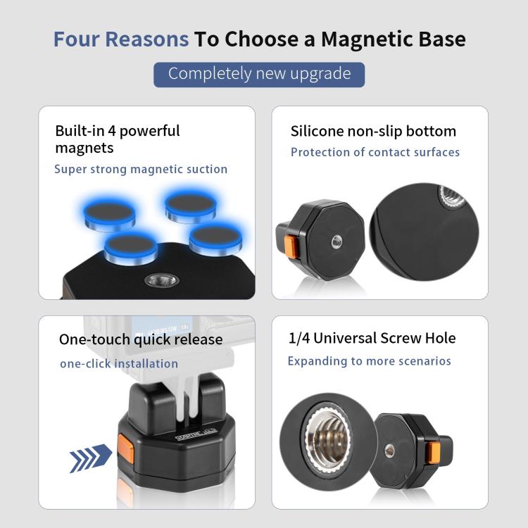 STARTRC VCR Snap-Mag Magnetic Quick Release Base Mount For GoPro, Snap-Mag Magnetic Base