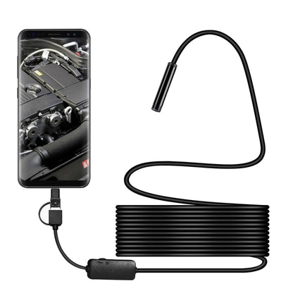 Y101 8mm Spiral Head 3 In 1 Waterproof Digital Endoscope Inspection Camera, Length: 5m Hard Cable, Length: 5m Hard Cable
