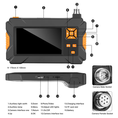 P30 8mm IP67 Waterproof 4.3 inch HD Portable Endoscope Snake Tube Industrial Endoscope, Cable Length: 5m, 5m (Snake Tube)
