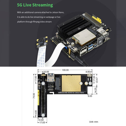 Waveshare SIM8202G-M2 5G Snapdragon X55 Multi Mode Multi Band 5G/4G/3G Module Expand Board for Jetson Nano, EU Plug, SIM8202G-M2 EU Plug