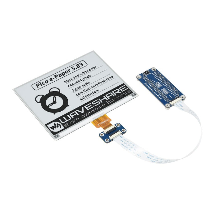 Module d'affichage E-Paper E-Ink noir et blanc Waveshare 5,83 pouces 648x480 pixels pour Raspberry Pi Pico, interface SPI, 20126