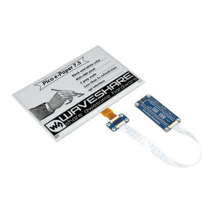 Module d'affichage E-Paper E-Ink noir et blanc Waveshare de 7,5 pouces 800 x 480 pixels pour Raspberry Pi Pico, interface SPI, 20128