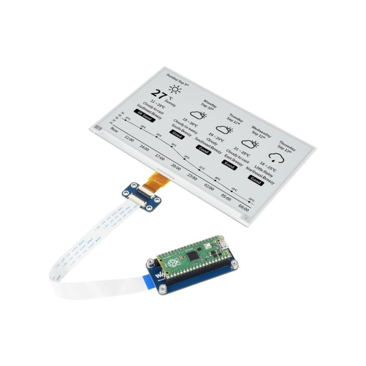 Module d'affichage E-Paper E-Ink noir et blanc Waveshare de 7,5 pouces 800 x 480 pixels pour Raspberry Pi Pico, interface SPI, 20128