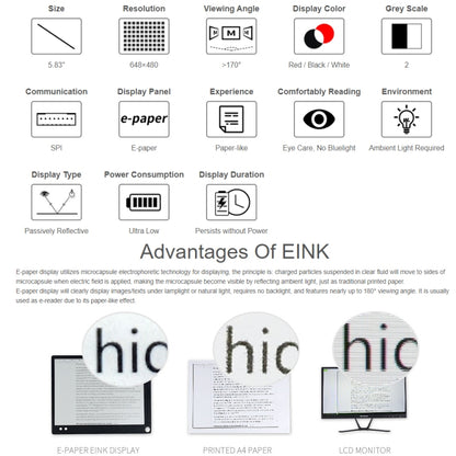 Module d'affichage e-Paper e-Ink Waveshare 5,83 pouces 648x480 pixels, rouge, noir et blanc (B) pour Raspberry Pi Pico, interface SPI, 20127