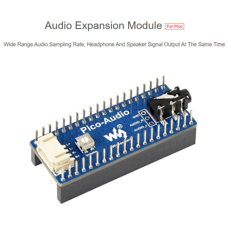 Module d'extension audio Waveshare pour Raspberry Pi Pico, sortie casque/haut-parleur simultanée, 20167