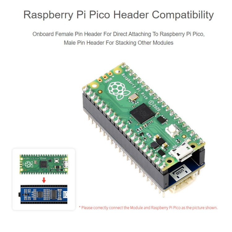 Module d'extension audio Waveshare pour Raspberry Pi Pico, sortie casque/haut-parleur simultanée, 20167
