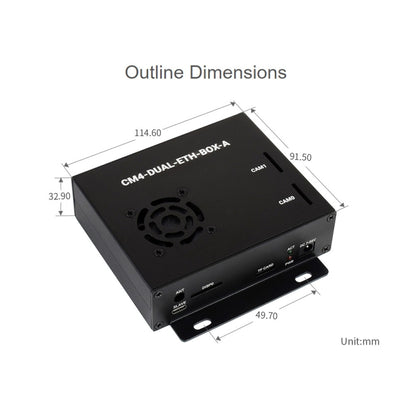 Waveshare Dual Gigabit Ethernet Mini-Computer with Metal Case & Cooling Fan for Raspberry Pi CM4, Dual Gigabit Ethernet