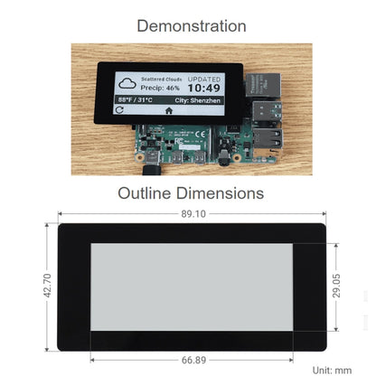 Waveshare 2.9 inch 296 x 128 Pixel 5-Points Capacitive Touch Black / White E-Paper E-Ink Display HAT for Raspberry Pi Pico, SPI Interface, 19967