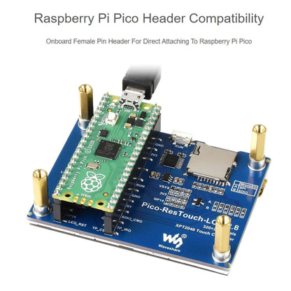WAVESHARE 2.8 inch 262K Colors 320 x 240 Pixel Touch Display Module for Raspberry Pi Pico, SPI Interface, 2.8 inch