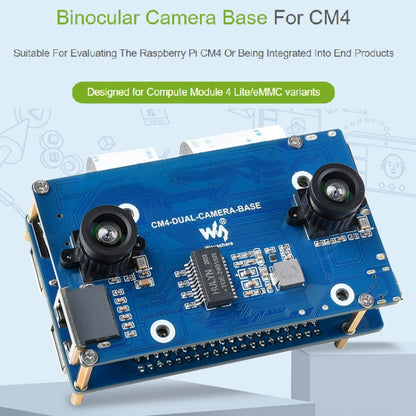 Carte de base pour caméra binoculaire Waveshare avec extenseur d'interface pour Raspberry Pi Compute Module 4