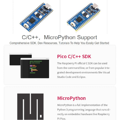 Carte MCU Waveshare RP2040-Plus de type Pico, basée sur le MCU Raspberry Pi RP2040, sans connecteur, RP2040-Plus sans connecteur