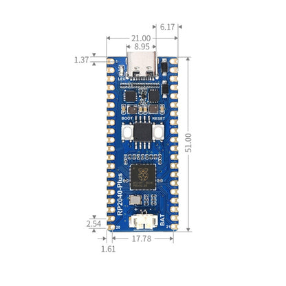 Carte MCU Waveshare RP2040-Plus de type Pico, basée sur le MCU Raspberry Pi RP2040, sans connecteur, RP2040-Plus sans connecteur
